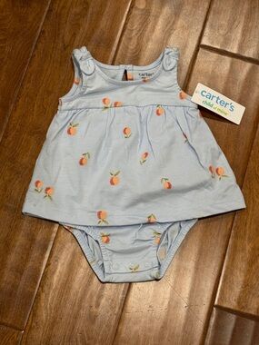 NWT Size 3-6 months Carter's Light Blue Peach-Print Bodysuit